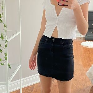 Garage black denim stretchy mini skirt